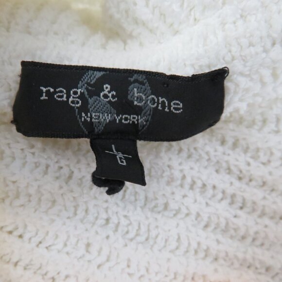 Rag & Bone size Large Sunny Cotton Hoodie Knit Pullover Sweater White Cropped - Picture 2 of 7